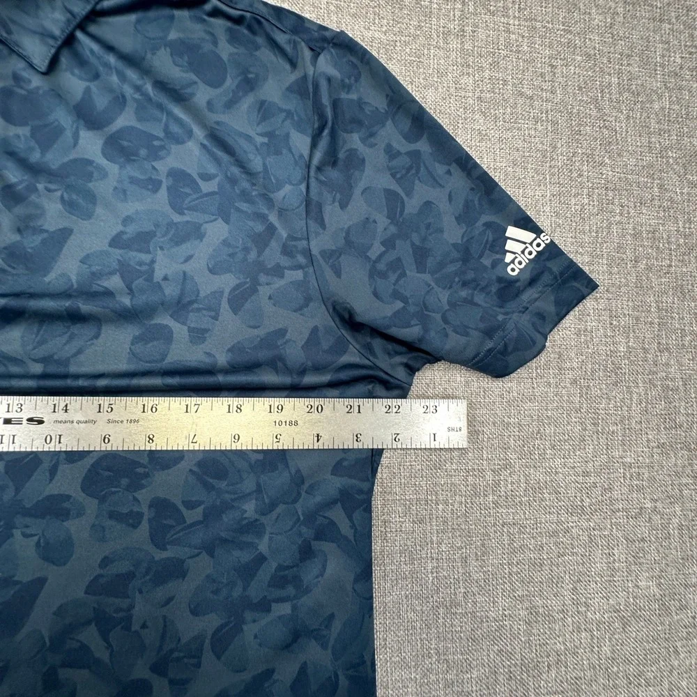 Adidas Prisma-Print Polo Shirt‎ Mens Medium Navy Blue Camo Abstract Performance